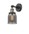 Innovations Lighting Small Bell 1-100 watt 5 inch Black Antique Brass Sconce Smoked glass   180 Degree Adjustable Swivel 203BABG53