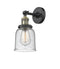 Innovations Lighting Small Bell 1-100 watt 5 inch Black Antique Brass Sconce Seedy glass   180 Degree Adjustable Swivel 203BABG54