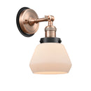 Fulton Sconce shown in the Antique Copper finish with a Matte White shade