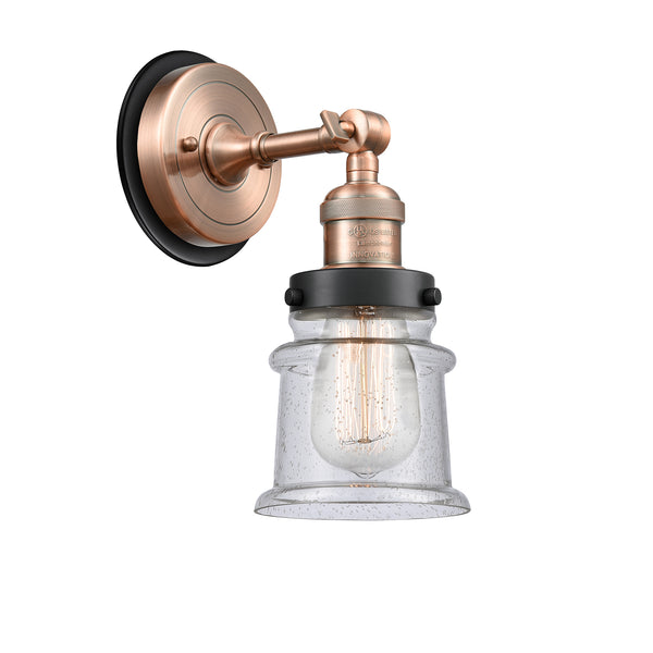 Canton Sconce shown in the Antique Copper finish with a Seedy shade