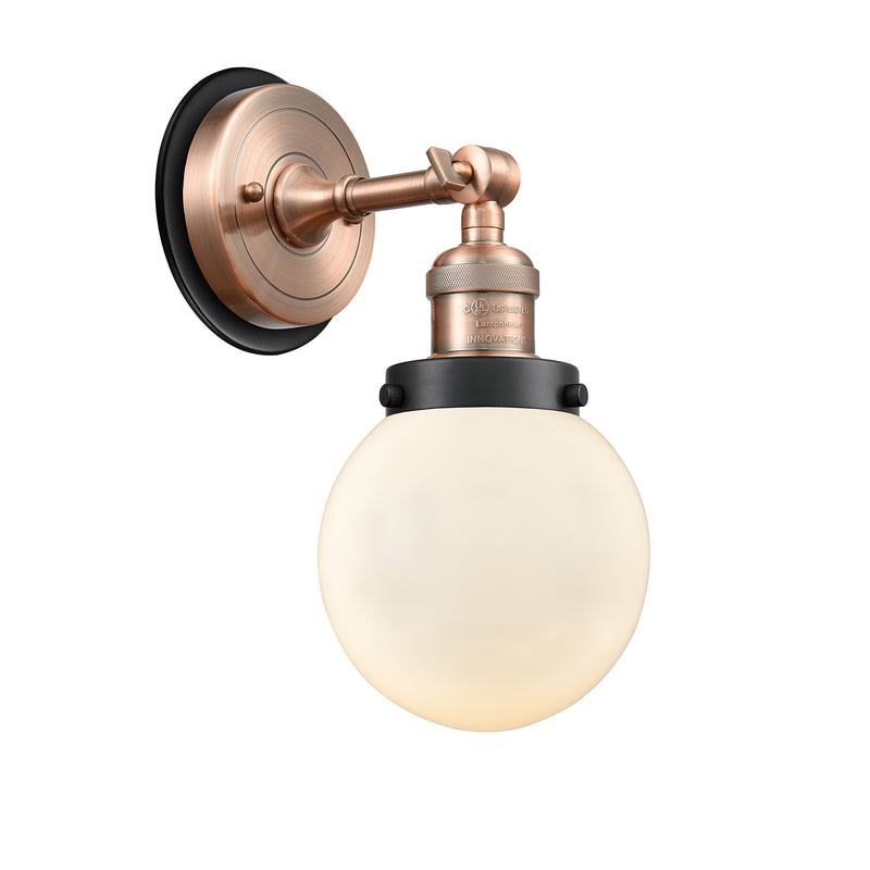 Beacon Sconce shown in the Antique Copper finish with a Matte White shade