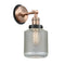 Stanton Sconce shown in the Antique Copper finish with a Clear Wire Mesh shade