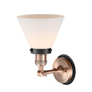 Innovations Lighting Large Cone 1 Light Mixed Metals Sconce Part Of The Franklin Restoration Collection 203AC-BPBK-HRBK-G41