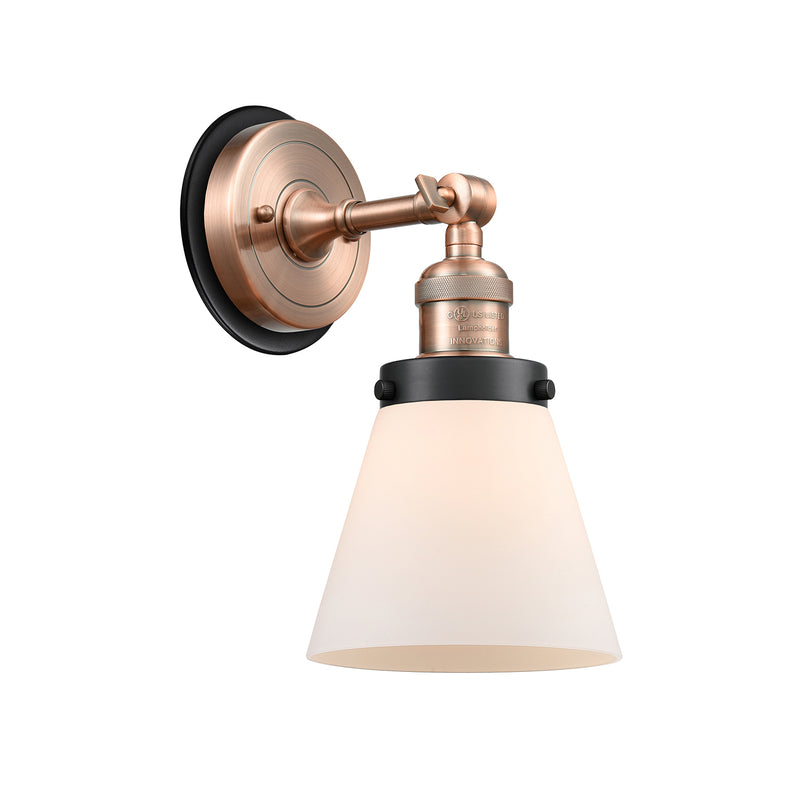 Cone Sconce shown in the Antique Copper finish with a Matte White shade