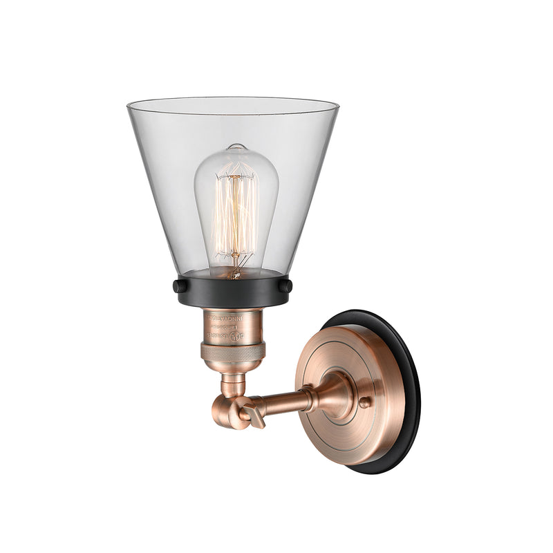 Innovations Lighting Small Cone 1 Light Mixed Metals Sconce Part Of The Franklin Restoration Collection 203AC-BPBK-HRBK-G62