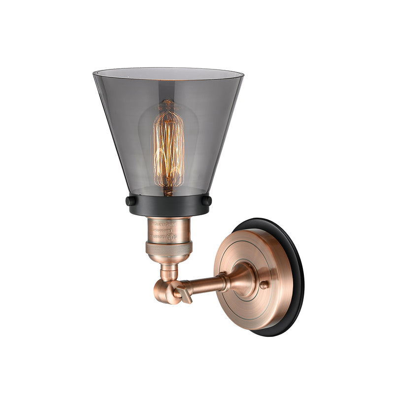 Innovations Lighting Small Cone 1 Light Mixed Metals Sconce Part Of The Franklin Restoration Collection 203AC-BPBK-HRBK-G63