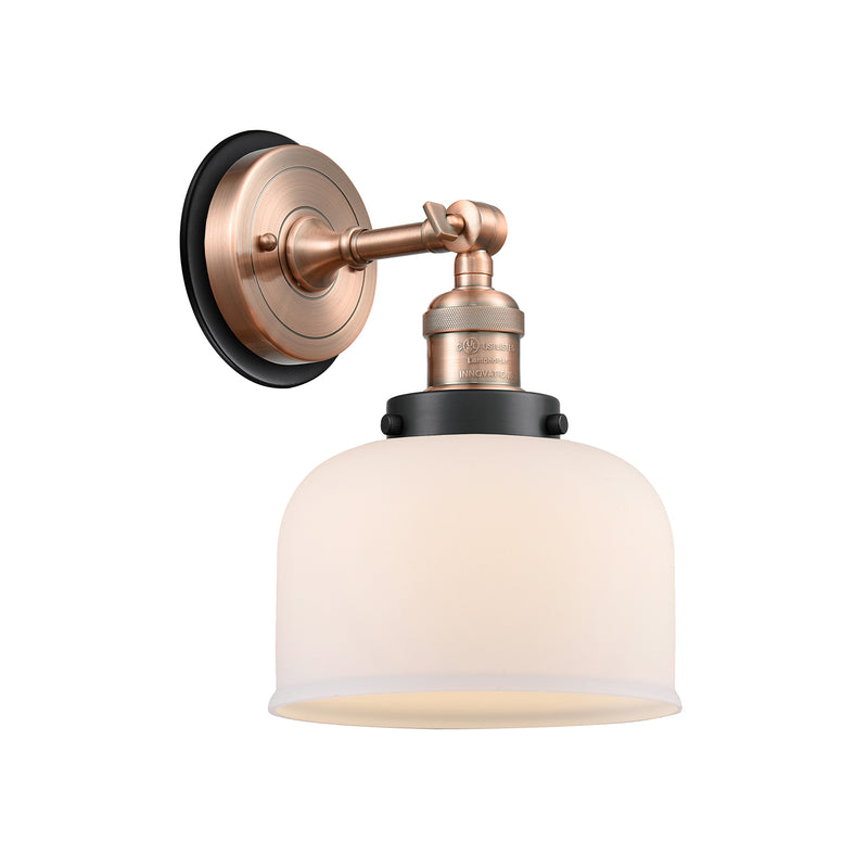 Bell Sconce shown in the Antique Copper finish with a Matte White shade