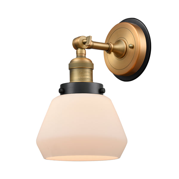 Fulton Sconce shown in the Brushed Brass finish with a Matte White shade