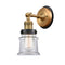 Canton Sconce shown in the Brushed Brass finish with a Clear shade