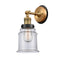 Canton Sconce shown in the Brushed Brass finish with a Clear shade