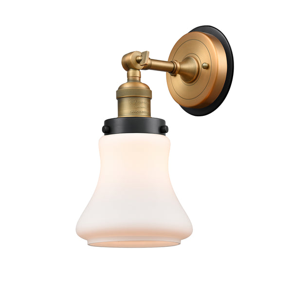 Bellmont Sconce shown in the Brushed Brass finish with a Matte White shade