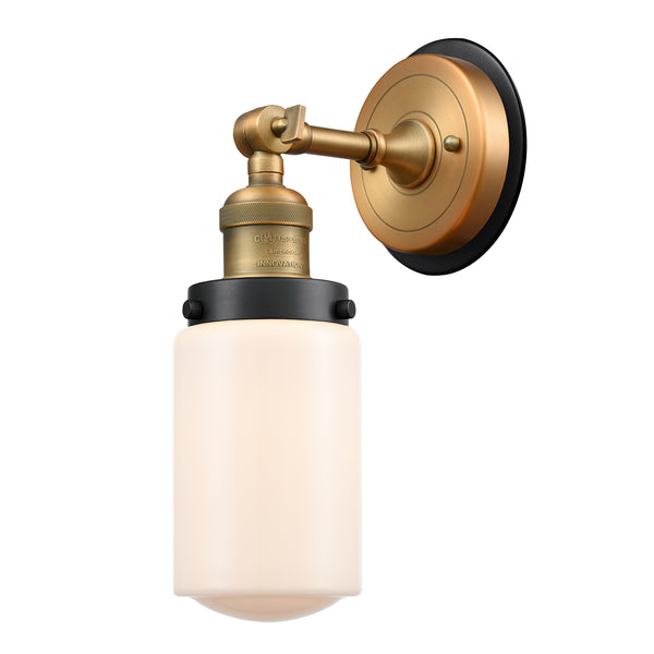 Dover Sconce shown in the Brushed Brass finish with a Matte White shade