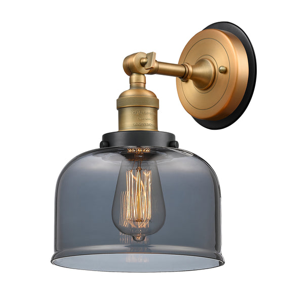 Bell Sconce shown in the Brushed Brass finish with a Plated Smoke shade