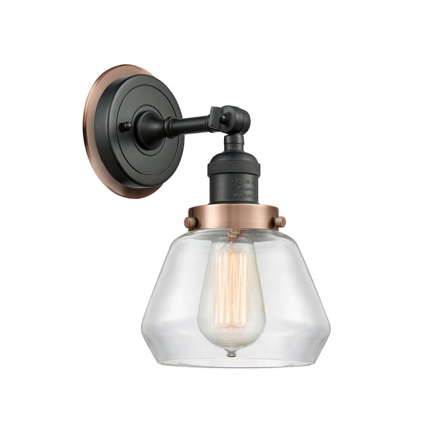 Fulton Sconce shown in the Matte Black finish with a Clear shade