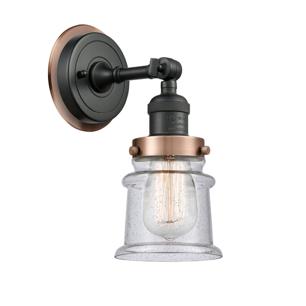 Canton Sconce shown in the Matte Black finish with a Seedy shade