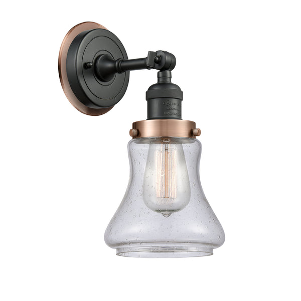 Bellmont Sconce shown in the Matte Black finish with a Seedy shade