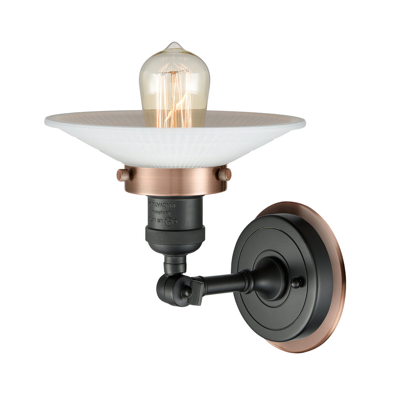 Innovations Lighting Halophane 1 Light Mixed Metals Sconce Part Of The Franklin Restoration Collection 203BK-BPAC-HRAC-G1