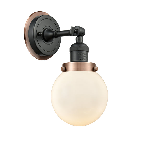 Beacon Sconce shown in the Matte Black finish with a Matte White shade