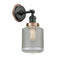 Stanton Sconce shown in the Matte Black finish with a Clear Wire Mesh shade