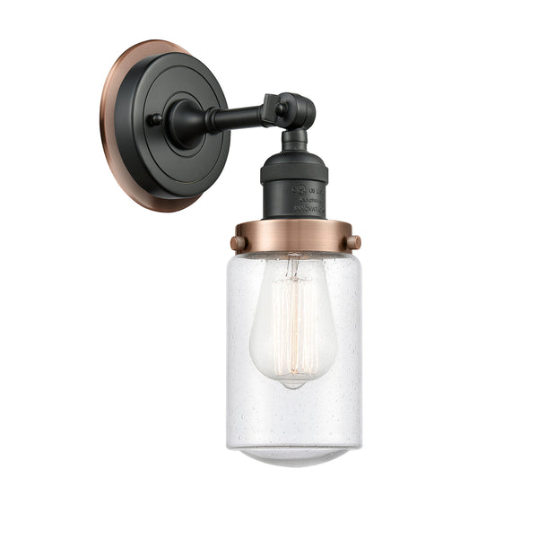 Dover Sconce shown in the Matte Black finish with a Seedy shade