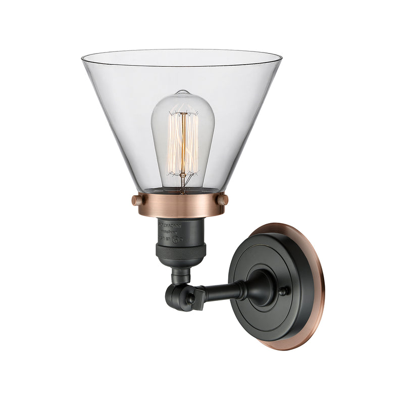 Innovations Lighting Large Cone 1 Light Mixed Metals Sconce Part Of The Franklin Restoration Collection 203BK-BPAC-HRAC-G42