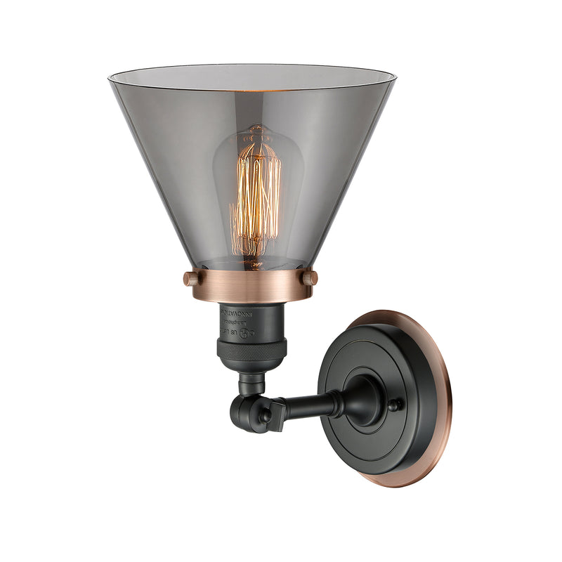 Innovations Lighting Large Cone 1 Light Mixed Metals Sconce Part Of The Franklin Restoration Collection 203BK-BPAC-HRAC-G43