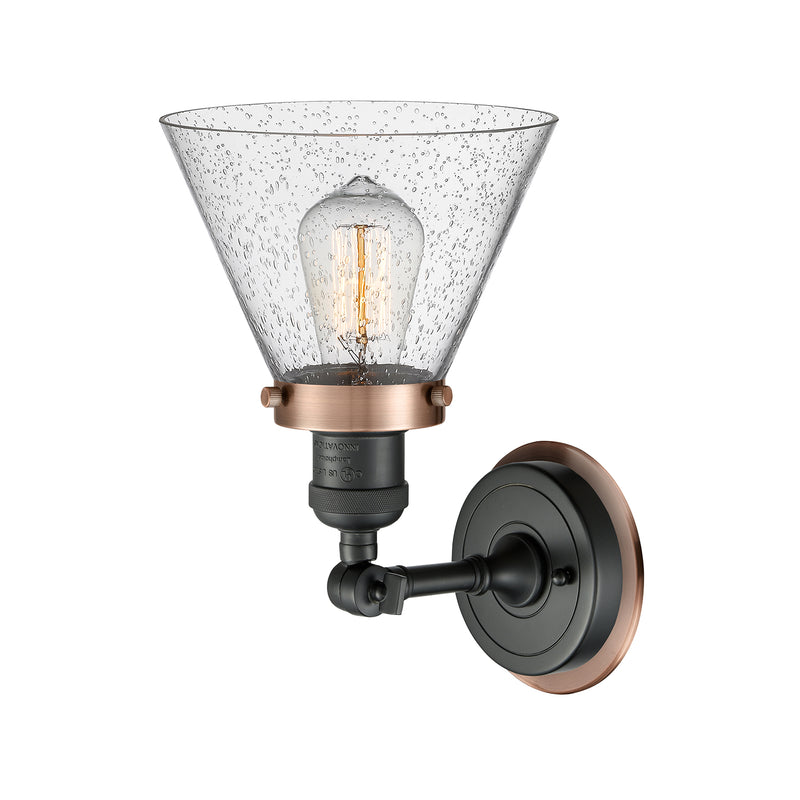 Innovations Lighting Large Cone 1 Light Mixed Metals Sconce Part Of The Franklin Restoration Collection 203BK-BPAC-HRAC-G44