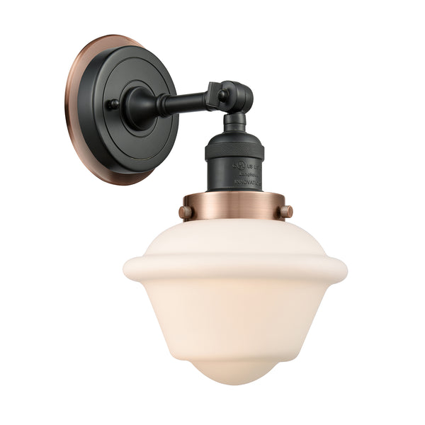 Oxford Sconce shown in the Matte Black finish with a Matte White shade