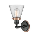 Innovations Lighting Small Cone 1 Light Mixed Metals Sconce Part Of The Franklin Restoration Collection 203BK-BPAC-HRAC-G62