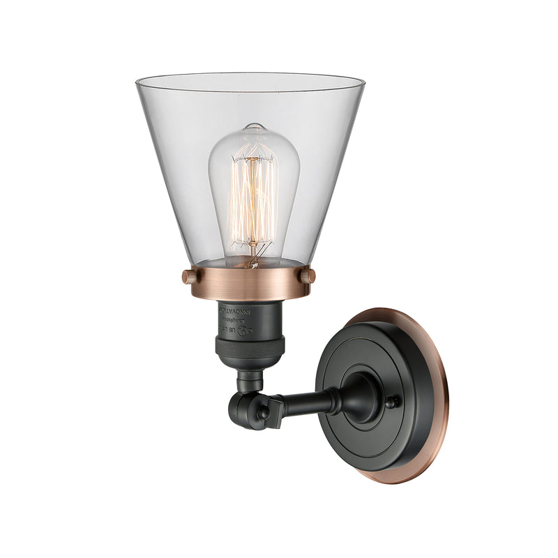 Innovations Lighting Small Cone 1 Light Mixed Metals Sconce Part Of The Franklin Restoration Collection 203BK-BPAC-HRAC-G62