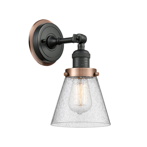 Cone Sconce shown in the Matte Black finish with a Seedy shade