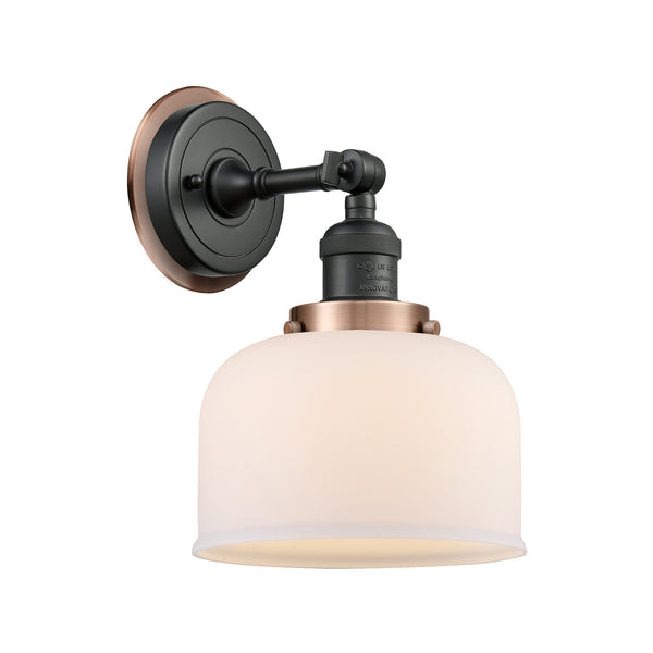 Bell Sconce shown in the Matte Black finish with a Matte White shade