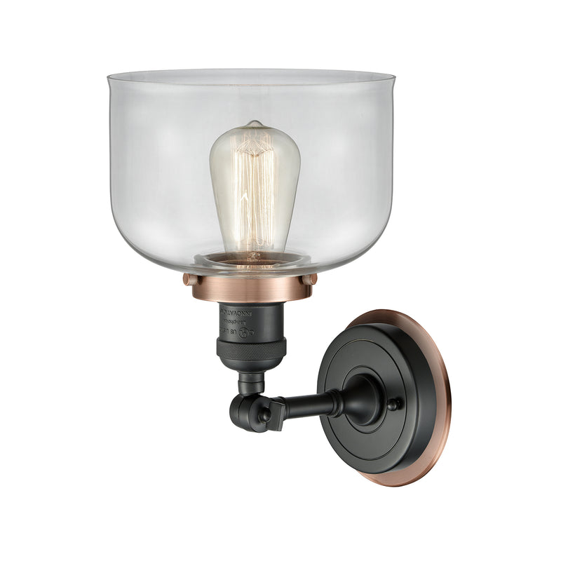Innovations Lighting Large Bell 1 Light Mixed Metals Sconce Part Of The Franklin Restoration Collection 203BK-BPAC-HRAC-G72