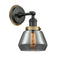 Fulton Sconce shown in the Matte Black finish with a Plated Smoke shade