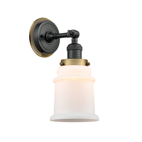 Canton Sconce shown in the Matte Black finish with a Matte White shade