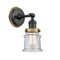 Canton Sconce shown in the Matte Black finish with a Seedy shade