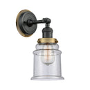 Canton Sconce shown in the Matte Black finish with a Seedy shade
