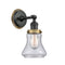 Bellmont Sconce shown in the Matte Black finish with a Seedy shade