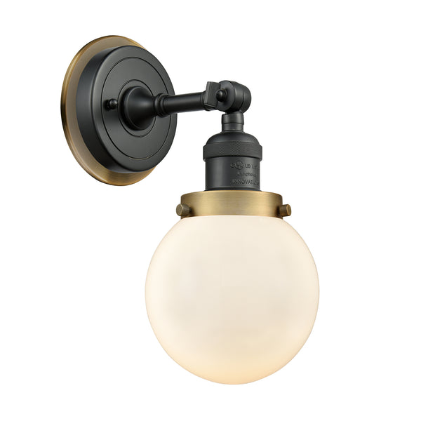 Beacon Sconce shown in the Matte Black finish with a Matte White shade