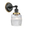 Colton Sconce shown in the Matte Black finish with a Clear Halophane shade