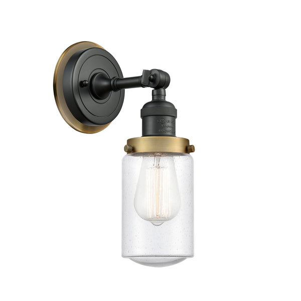 Dover Sconce shown in the Matte Black finish with a Seedy shade