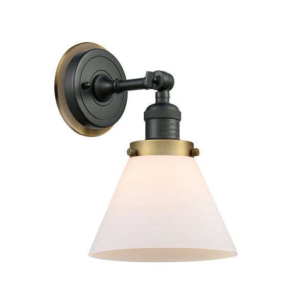 Cone Sconce shown in the Matte Black finish with a Matte White shade