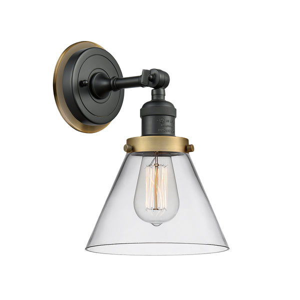 Cone Sconce shown in the Matte Black finish with a Clear shade