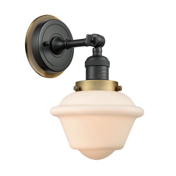 Oxford Sconce shown in the Matte Black finish with a Matte White shade