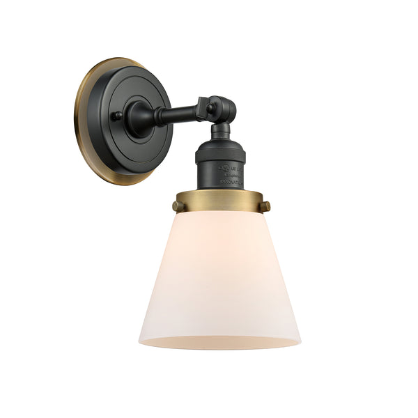 Cone Sconce shown in the Matte Black finish with a Matte White shade