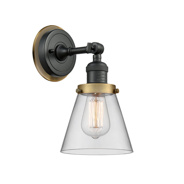Cone Sconce shown in the Matte Black finish with a Clear shade