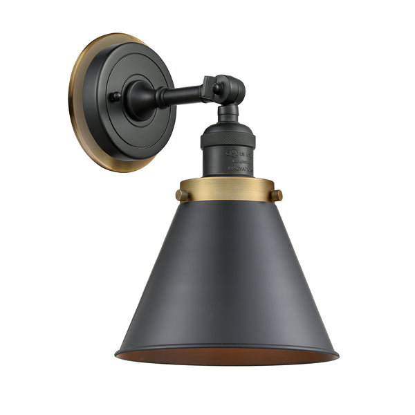 Appalachian Sconce shown in the Matte Black finish with a Matte Black shade