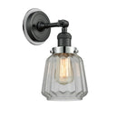 Chatham Sconce shown in the Matte Black finish with a Clear shade