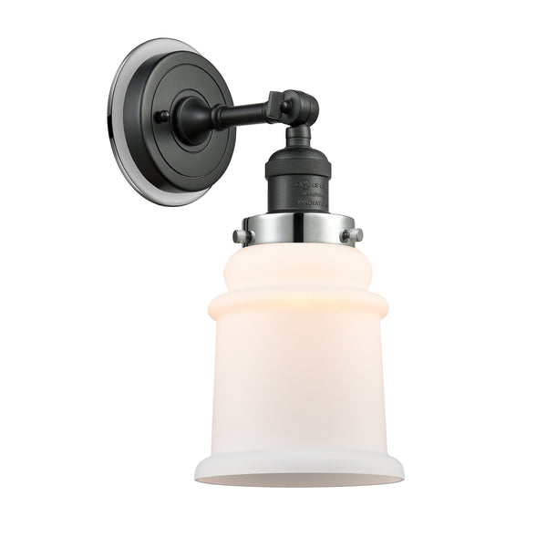 Canton Sconce shown in the Matte Black finish with a Matte White shade