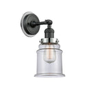Canton Sconce shown in the Matte Black finish with a Clear shade